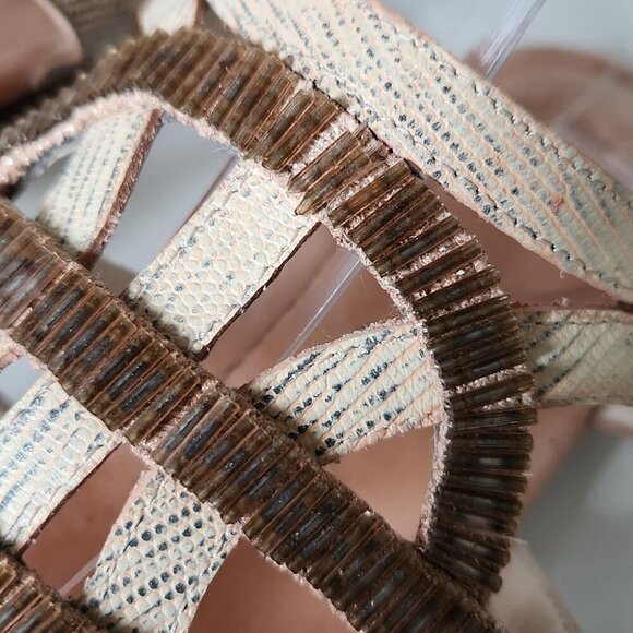 HOUSE OF HARLOW 1960 | Aggie Beaded Sandals Pink Cream Sz 37.5 - Picture 4 of 8